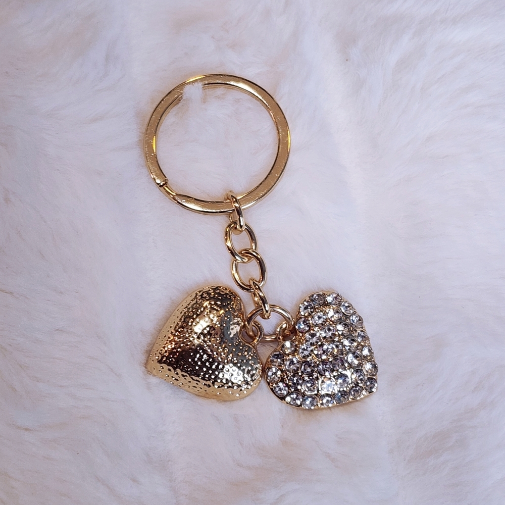 Gold Heart Keychain with Rhinestones - Picture 5 of 5